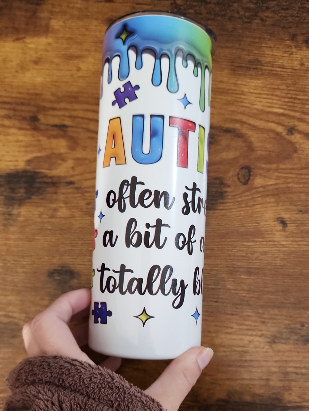 1 Autism Inflated Tumbler Wrap, 20oz Skinny Tumbler Sublimation Design, Autism